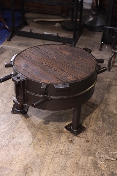 meuble industriel table basse ronde